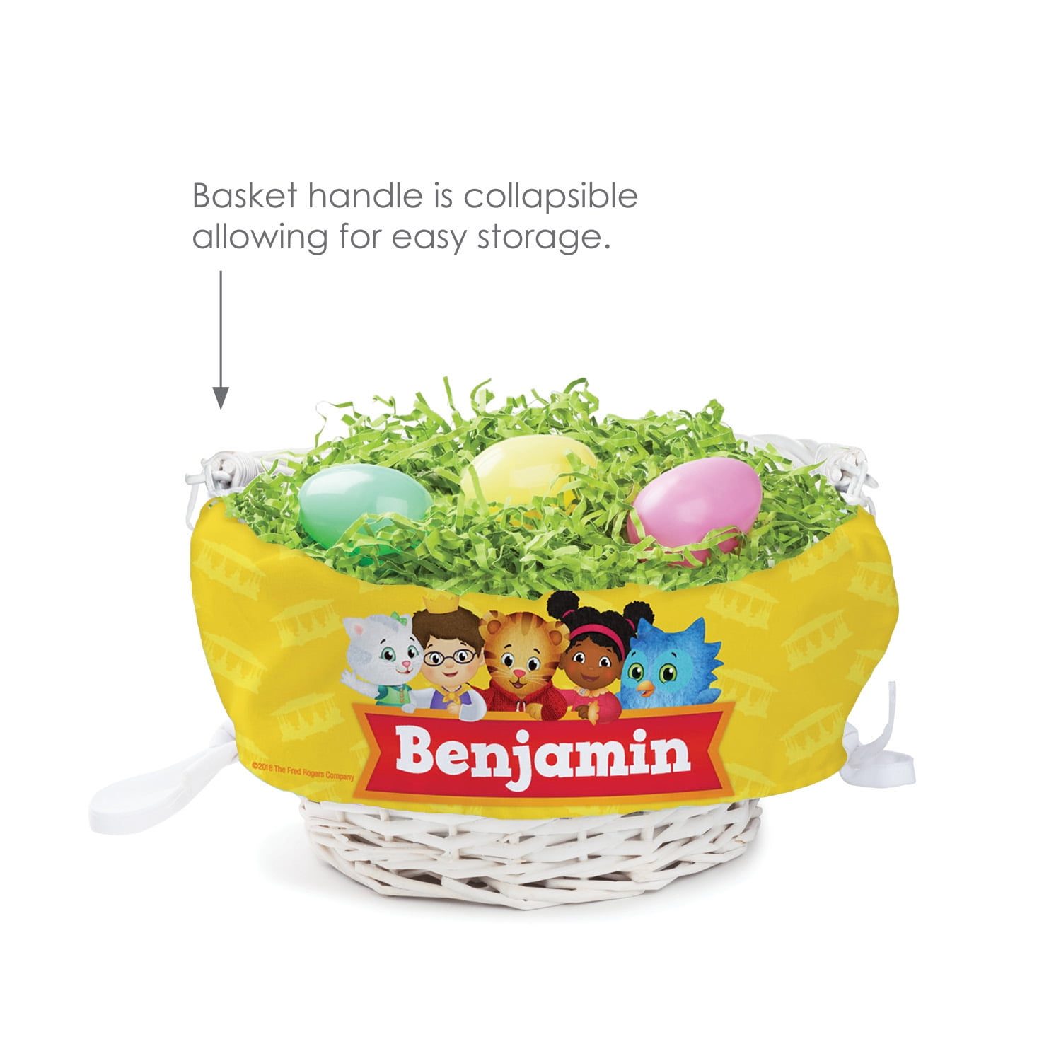 Daniel Tiger's Neighborhood Personalized Easter Basket with Custom Name Printed on Yellow Liner, Best Friends