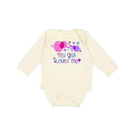 

Inktastic My Gigi Loves Me- Cute Elephants Boys or Girls Long Sleeve Baby Bodysuit