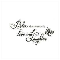 LKWLPD Bless This Home Wall Decor Wall Decal, Bless This Home with Love and Laughter Wall Decal Quotes Religious Sayings Vinyl Wall Art Decor Home Blessing(20"x12", Black)
