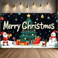 thumbnail image 3 of Festive Christmas Banner Colorful Xmas Backdrop Santa Claus Snowman Holiday Background for Christmas Party Indoor Decoration Family Gathering, 3 of 9