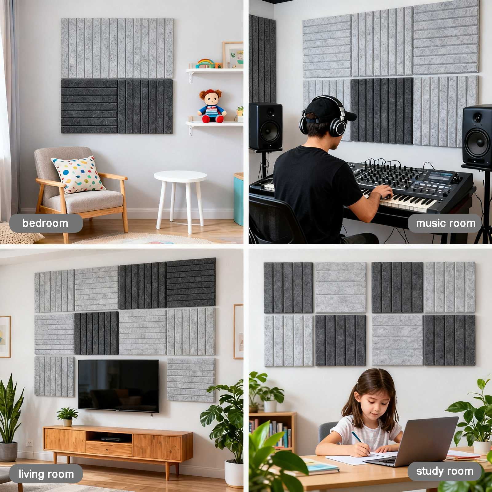 6 Pack Felt Bulletin Board, 11.8" x 11.8" Cork Board with Safe Removable Adhesive Tabs, Cork Boards for Walls Cork Board for Home Office Classroom Pin Board