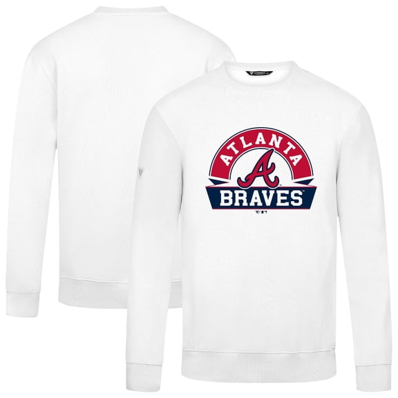 Men's Levelwear  White Atlanta Braves Zane Banner Arch Sweatshirt