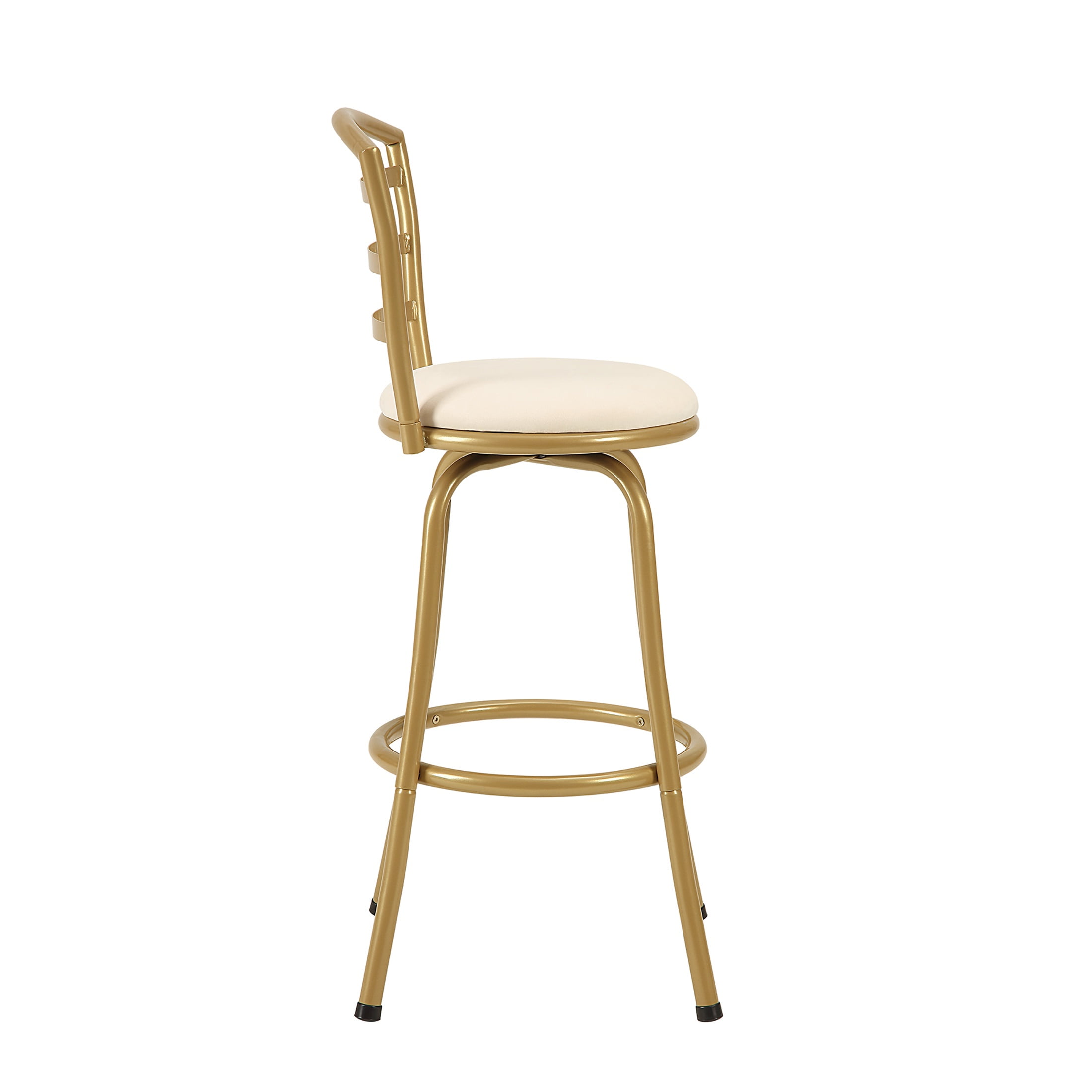 Mainstays 3 Pack Indoor Adjustable 24" or 29" Swivel Gold Metal Barstool, Cream Seat