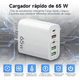 thumbnail image 3 of Cargador USB Tipo C 65W 5 en 1 con Cable USB-A a USB-C Carga Rápida PD 20W Adaptador Multi Puerto, 3 of 10