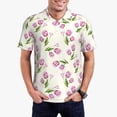 thumbnail image 3 of Balery Tulips Flowers Printed Men’s Short Sleeve Polo Shirt, Midweight Men's Shirt,Golf Polo shirts -Medium, 3 of 9
