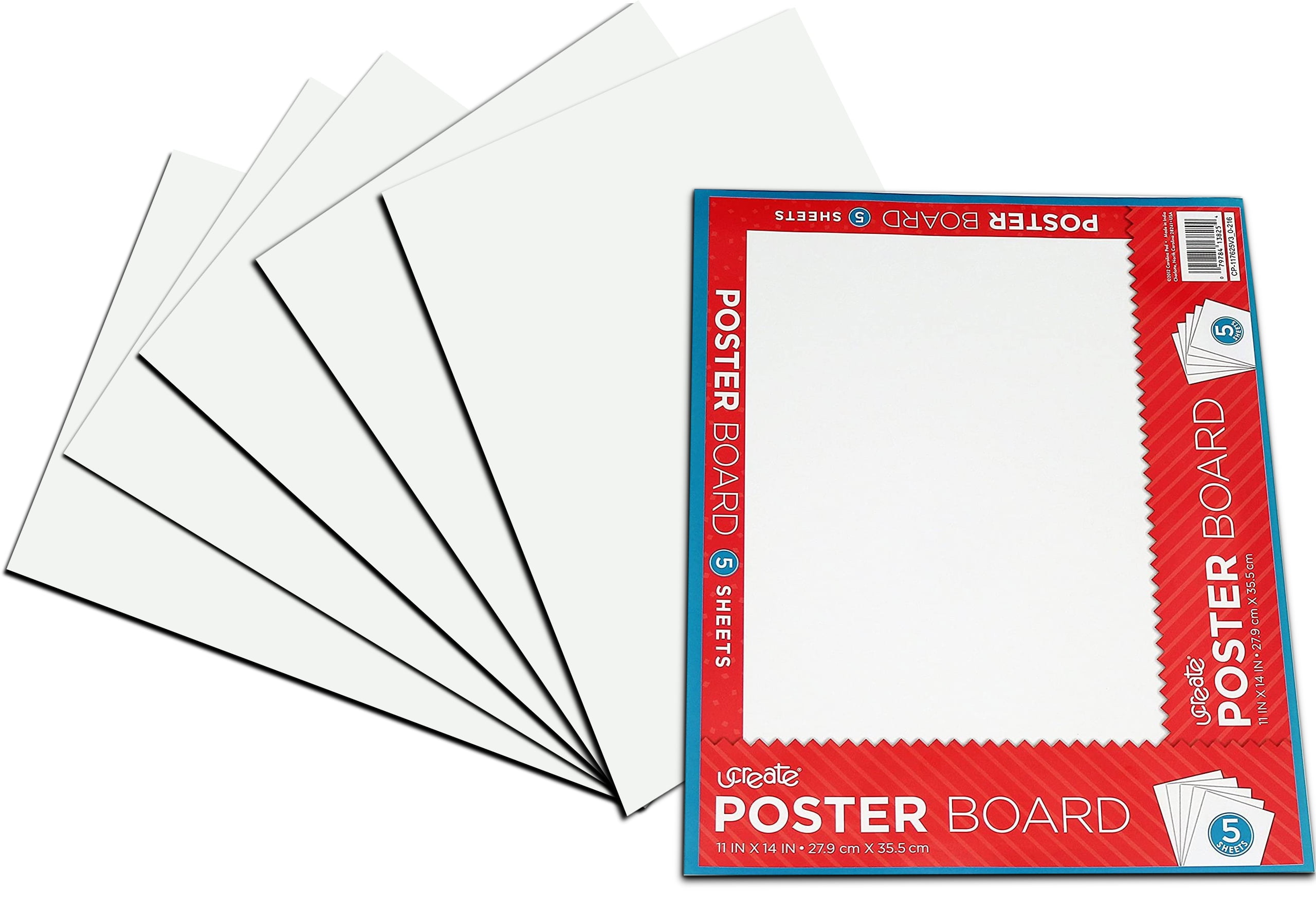 Ucreate Poster Board, Neon Pack, 11 inch x 14 inch - 5 sheets
