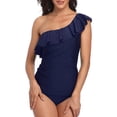 thumbnail image 1 of iTNHFP Swimwear for Women 2025 Tankini 2023 Women's Split Swimsuit Ruffle One Shoulder Solid Tankini Two Piece Set, 1 of 8