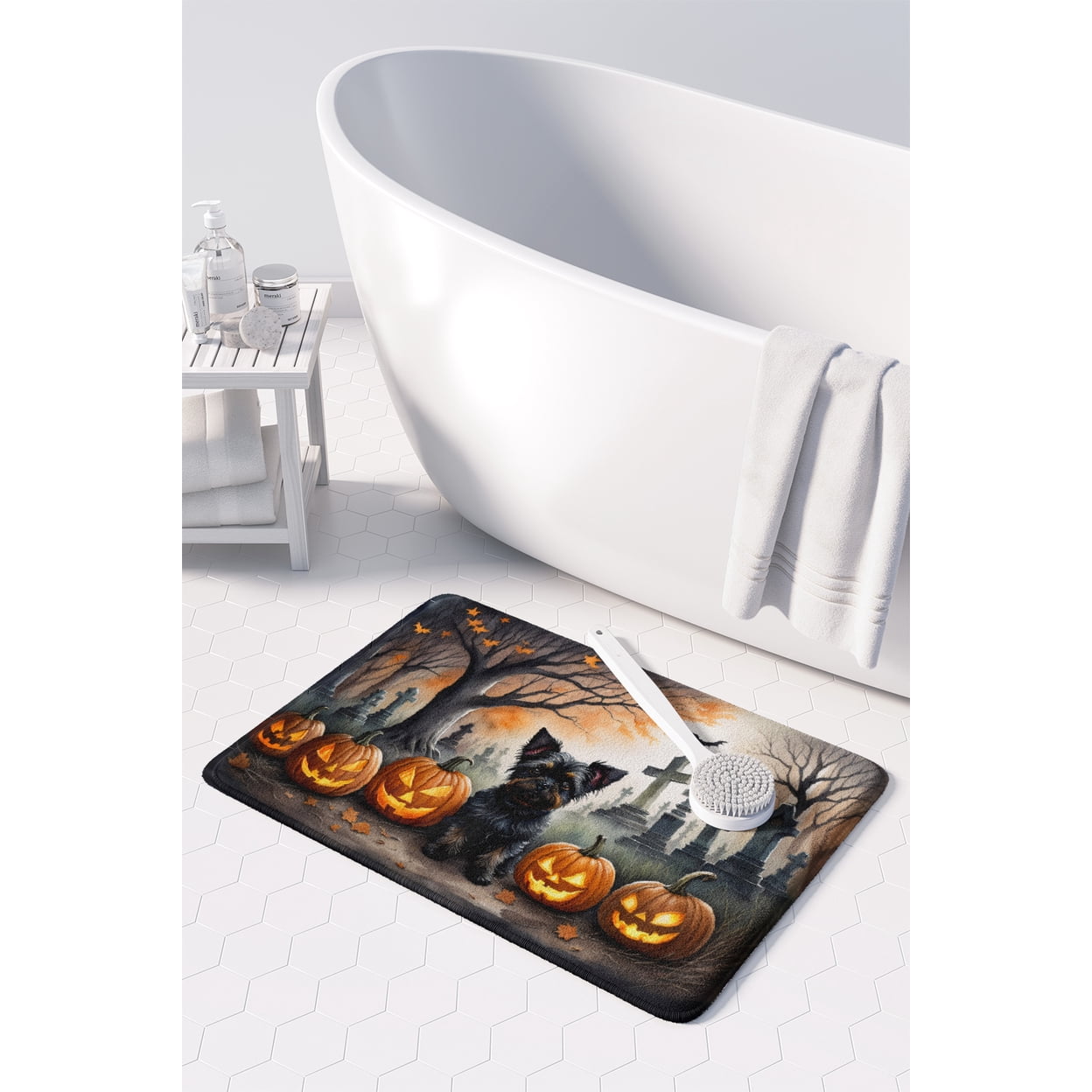 Carolines Treasures DAC2002RUG 19 x 27 in. Unisex Affenpinscher Spooky Halloween Memory Foam Kitchen Mat