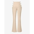 thumbnail image 4 of ZAFUL Women's Textured Ladder Cutout High Waist Boot Cut Night Out Flare Pants Light Coffee L, 4 of 5