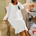 thumbnail image 5 of Women's Ruffle Cute Nightgown Loose Crewneck Long Sleeve Sleepdress Fall Winter Pullover Lounge Nightdress, 5 of 7