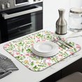 thumbnail image 3 of Microfibre Drying Mat for Kitchen Red Pink Flowers Leaf Dish Drying Drainer Mat Absorbent Drying Mat Washing Up for Glass, Plate & Cup 16inch X 18inch, 3 of 7