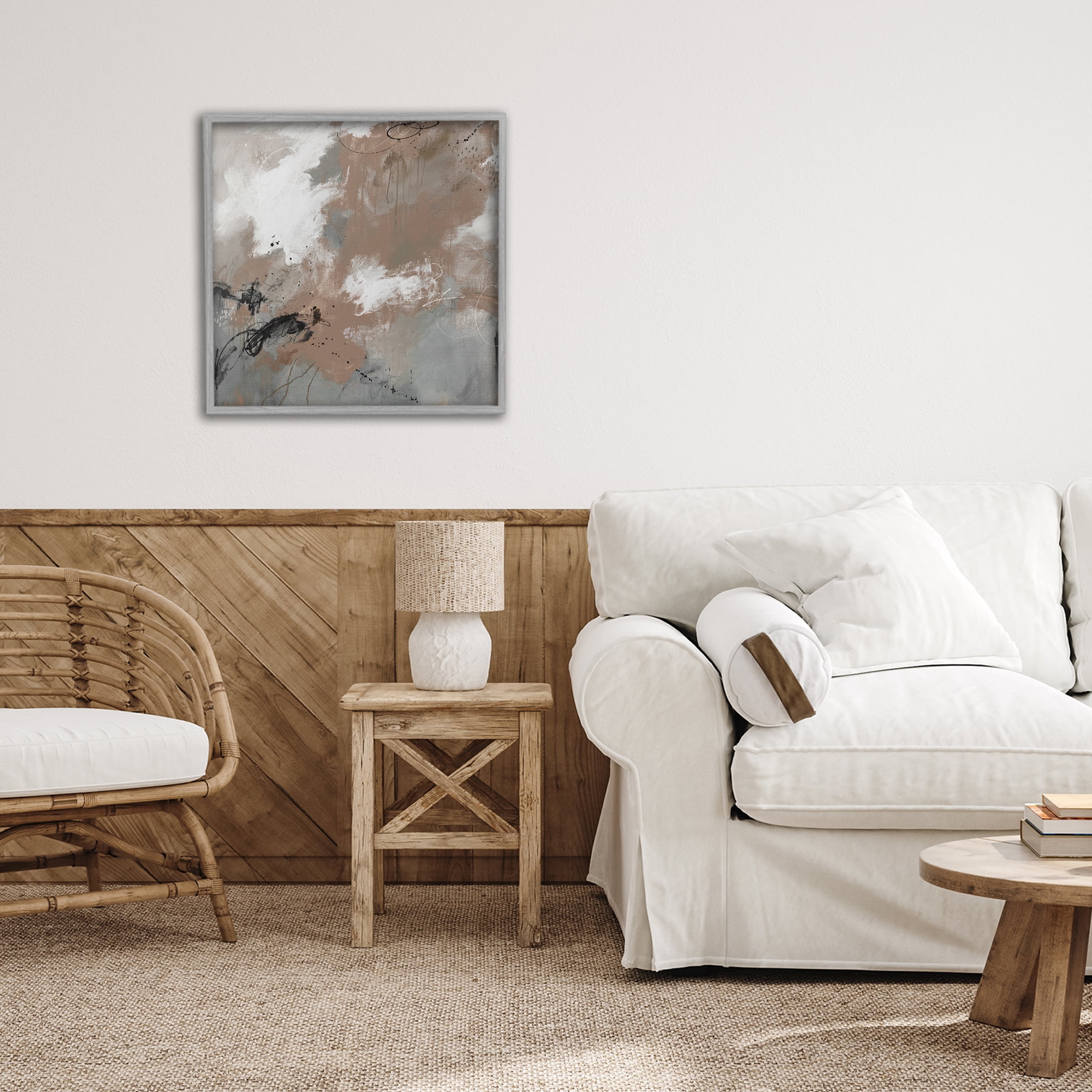 Stupell Industries Brown & Grey Brushwork Gray Framed Giclee Art, design by Ruth Fromstein