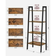VASAGLE 4-Tier Ladder Shelf Wall Ladder Bookshelf Bookcase Furniture Storage Rack Shelves, Rustic Brown and Black