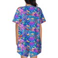 thumbnail image 6 of Cauagu Colorful Mushrooms for Women's Round Neck Pajama Set,Short-Sleeved Pajamas Soft Sleepwear Set Summer Pajamas Set Lounge Sets 2-Piece Pj-3X-Large, 6 of 6