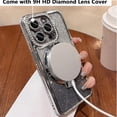 thumbnail image 6 of Dteck Magnetic Stand for iPhone 16 Pro Max Case, Compatible with Magsafe Built-in Camera Lens Protector Glitter Bling Paper & Soft TPU Diamonds Bumper Protection Cover for Women Girls,Gold, 6 of 6