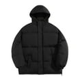thumbnail image 2 of LNZGNM Black Winter Jackets for Men Thicken Warm Puffer Jacket Men Big and Tall Lightweight Down Jackets Outdoor Hooded Jacket, Black L, 2 of 5