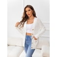 thumbnail image 3 of CALIPESSA Womens Cable Knit White Cardigan Button Front Casual Loose Long Sleeve Solid Sweater Outwear With Pocket For Fall Winter L, 3 of 5