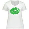 thumbnail image 3 of Inktastic St. Patrick's Day Lucky Lips with White Shamrock Women's Plus Size T-Shirt, 3 of 5