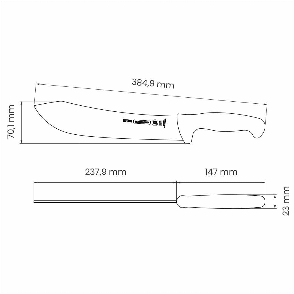 Tramontina Professional 10" Steak Knife with Stainless Steel Blade and White Polypropylene Handle