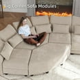 thumbnail image 4 of LLappuil Modular Sectional Sofa, 8 Seat Modular Sectional Sofa with Storage, 2 Corner Large Seat, Adjustable Armrest, 25.6" Deep Seat Chenille Corner Sofa Couch Khaki, 4 of 10