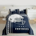 thumbnail image 2 of Feelyou Est Sleep Rugby Bedding Comforter Set for Kids, Navy Grey Stars Lines Twin Comforter Sets, Football Sports Helmet Reversible Bedding Set, Ultra Soft Bedroom Decor, 2 Pieces, 2 of 8
