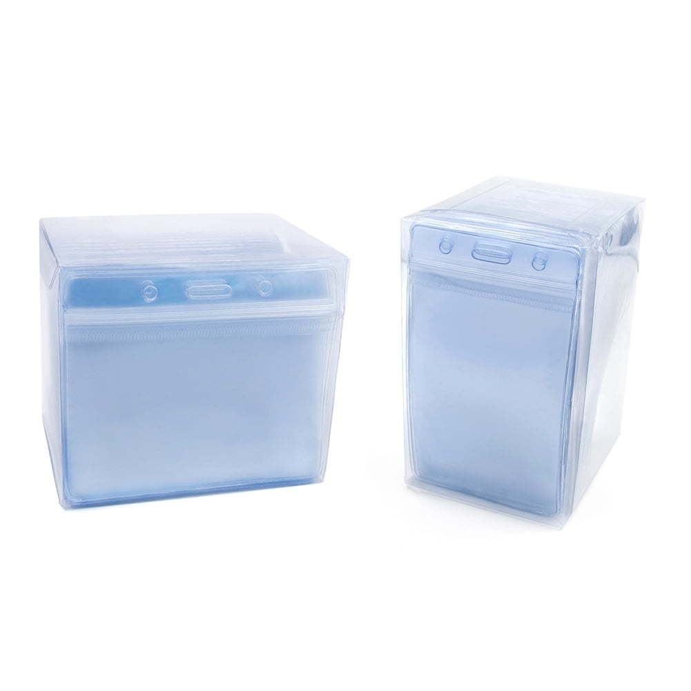 GOGO Heavy Duty ID Card Badge Holder Clear Vinyl Waterproof Type Resealable Zip-vertical-50 Packs