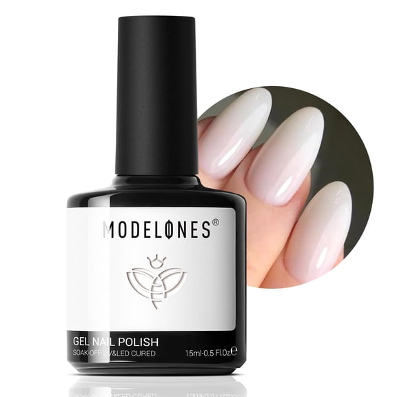 modelones Milky White Gel Nail Polish Nail Polish Natural Color Translucent Jelly Soak Off LED Clear Coat Soap Nails Art White French Gel Polish15 ML