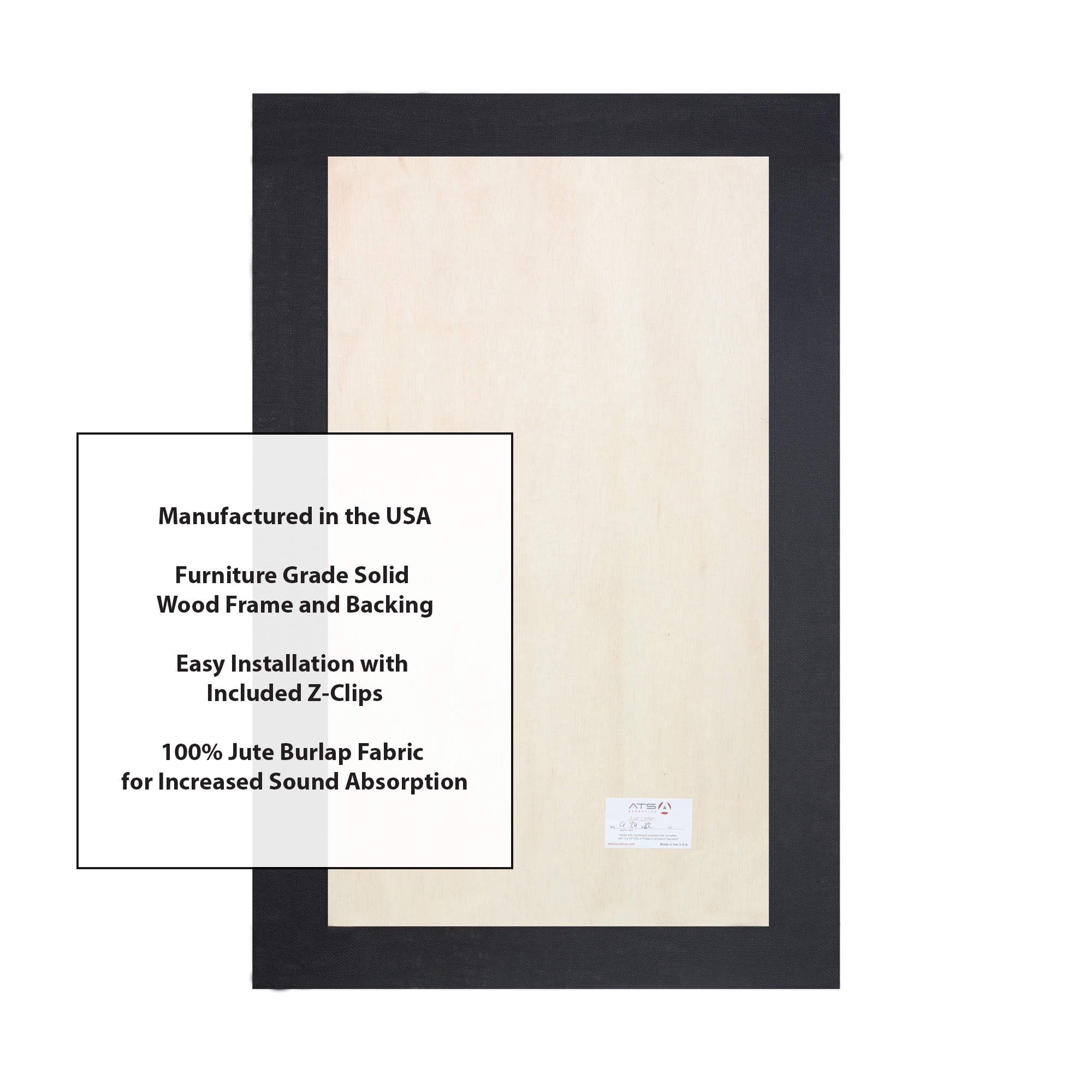 ATS Acoustics Sound Absorbing Acoustic Panel 24" x 36" x 4" Beveled Edge (Black)