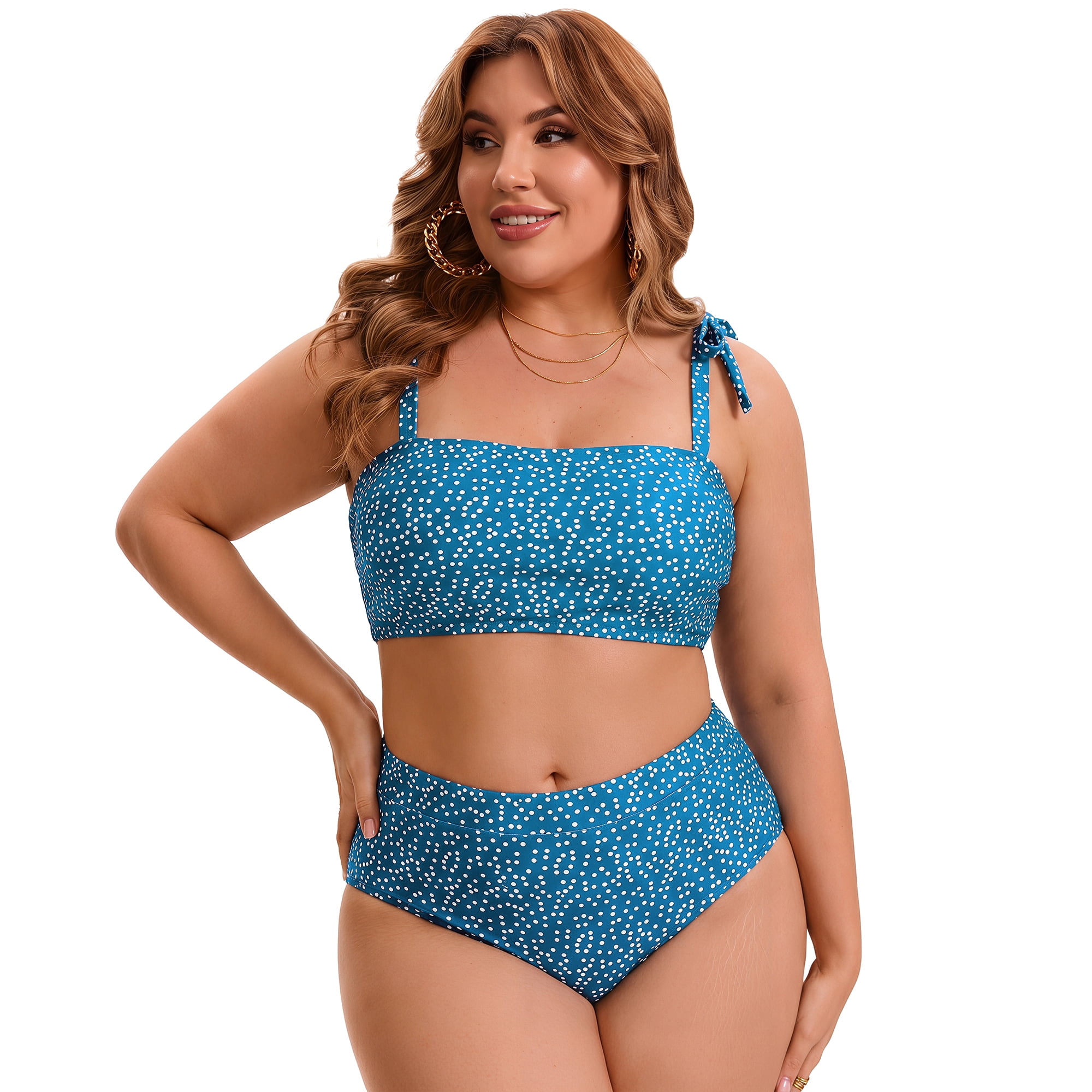 DARING DIVA Women's Plus Two Piece Bikini Tummy Control Vacation Set 2X Indigo