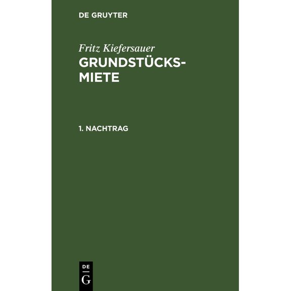 Nachtrag 1., (Hardcover)