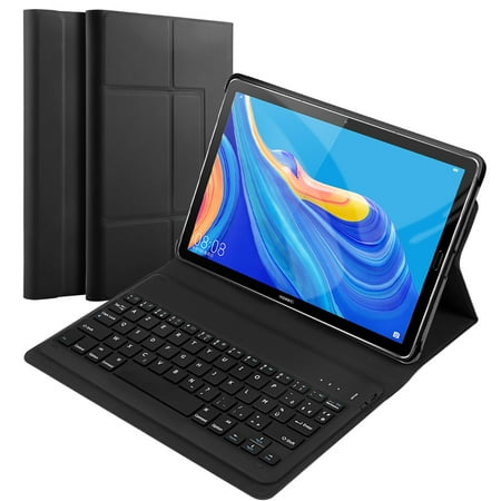 Huawei MediaPad M6 10.8 2019 Tablet Bluetooth Keyboard Magnetic Adsorption and Detachable Keyboard with Black Leather Case (French (Laptop Best Keyboard 2019)