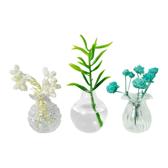 GeBuSn 3PCS Mini Vase Desktop Decoration Ornament Mini Ceramic Vase Refrigerator Funny Cute Vases Kitchen Decoration Birthday