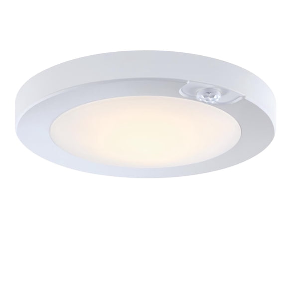 Westinghouse Lighting 6 Inch 7 Watt LED Indoor/Outdoor Flush Mount Fixture with Color Temperature Selection and Motion Sensor, White Finish, Frosted Polycarbonate Shade