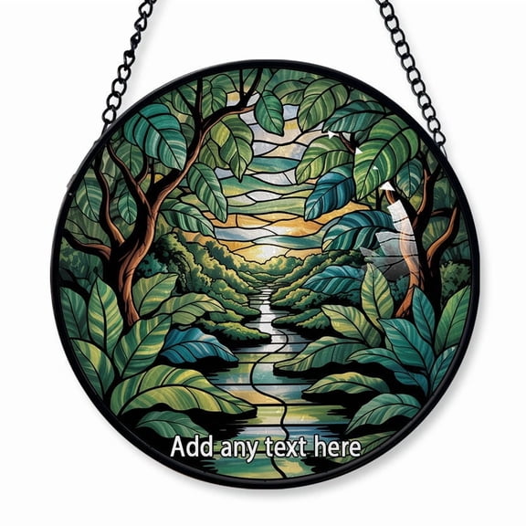 Amazon Rainforest Stained Glass Suncatcher Window Hanging – Christmas 2025 Window Hanging Keepsake for Travel Adventures, Great Gift for Families, Friends or Couples