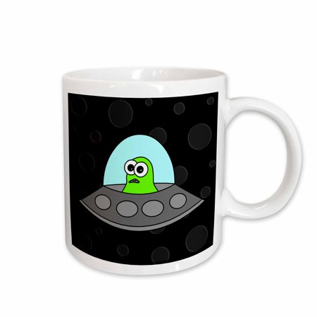 

3dRose Cute Alien Spacecraft Ceramic Mug 15-ounce