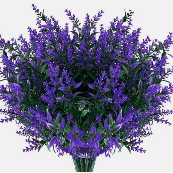 PURELY- 8 Bundles Artificial Flowers Uv Resistant Fake Plants Outdoor Home Garden Decor