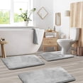 thumbnail image 2 of Memory Foam Bath Mat Set Absorbent Non Slip Bathroom Mat and U Shaped Toilet Floor Rug with Ultra Soft Door Mat（grey）, 2 of 4