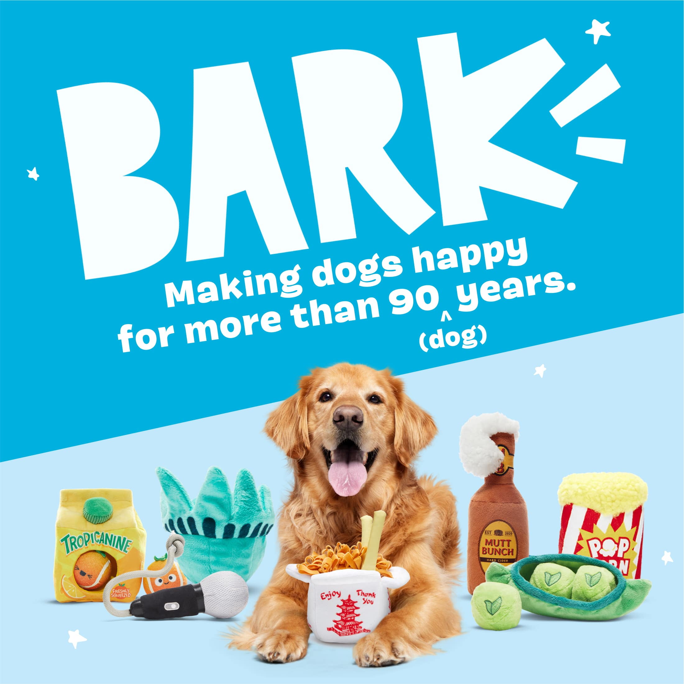 BARK Poopies and Cream Dog Toy, Plush Pint Design, Squeaky, All Sizes