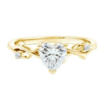 Rosec Jewels Lab Created Diamond Heart Engagement Ring - 7 mm - 1 Ct - EF-VS Quality, 14K Yellow Gold, US 3.00