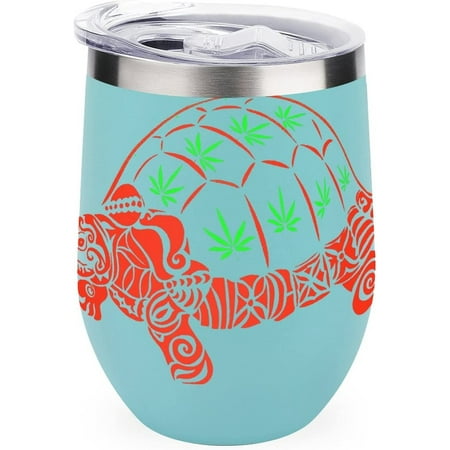 

Weed Sea Turtle Stainless Steel Wine Tumbler Travel Mug Insulated with Lid Cup for Men Women 12oz