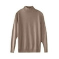 thumbnail image 5 of TANGNADE Sweaters for Women Women's Semi Turtleneck Sweater Long Sleeve Solid Color Pullover with A Base Shirt Autumn And Winter Warm Loose Sweater Khaki 3XL, 5 of 5