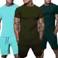 thumbnail image 3 of AJZIOJIRO Men's Summer Casual T-Shirts Shorts Set Short Sleeve Cotton Shirt Tops Pants Set M-3XL, 3 of 9