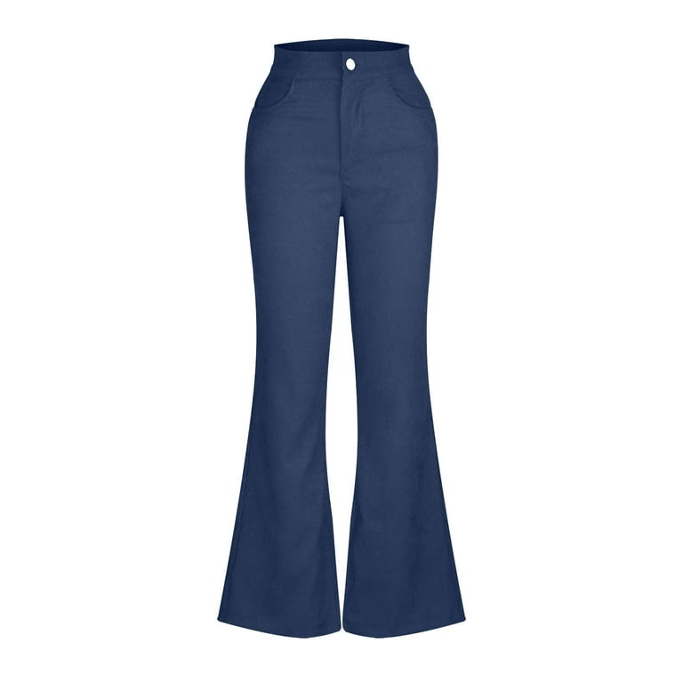 Women's Bell Bottom Corduroy Pants Solid Color High Waist Bootcut