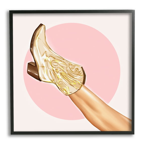 Stupell Cowgirl Boot Pink Country Fashion Beauty & Fashion Painting Black Framed Art Print Wall Art