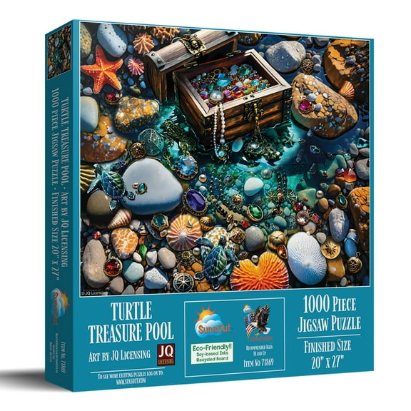 SUNSOUT INC - Turtle Treasure Pool - 1000 pc Jigsaw Puzzle by Artist: JQ Licensing - Finished Size 18" x 24" - MPN# 71869
