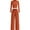 Brick Red, variant on PRETTYGARDEN Women's 2 Piece Loungewear Long Sleeve Crop Top Wide Leg Palazzo Pants Set Tracksuits Casual Outfit