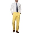 thumbnail image 2 of Lars Amadeus Men's Business Plaid Pants Casual Slim Fit Checked Dress Trousers, 2 of 6
