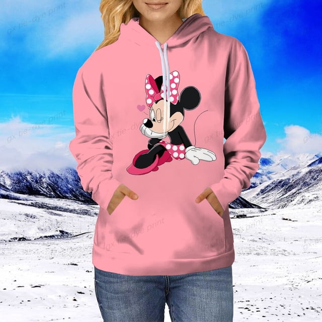 Disney Couple Set Minnie Mouse Women's Clothing Women's Fashion Top Printed Hoodie Women's Mickey Hoodie Children's SweatshirtAdult-4XL Gao Jinjia LED