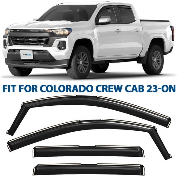 CLIM ART in-Channel Incredibly Durable Rain Guards for Chevrolet (Chevy) Colorado 2023-2026 Crew Cab, Original Window Deflectors, Vent Window Visors, Vent Deflector, 4 pcs. - 623082