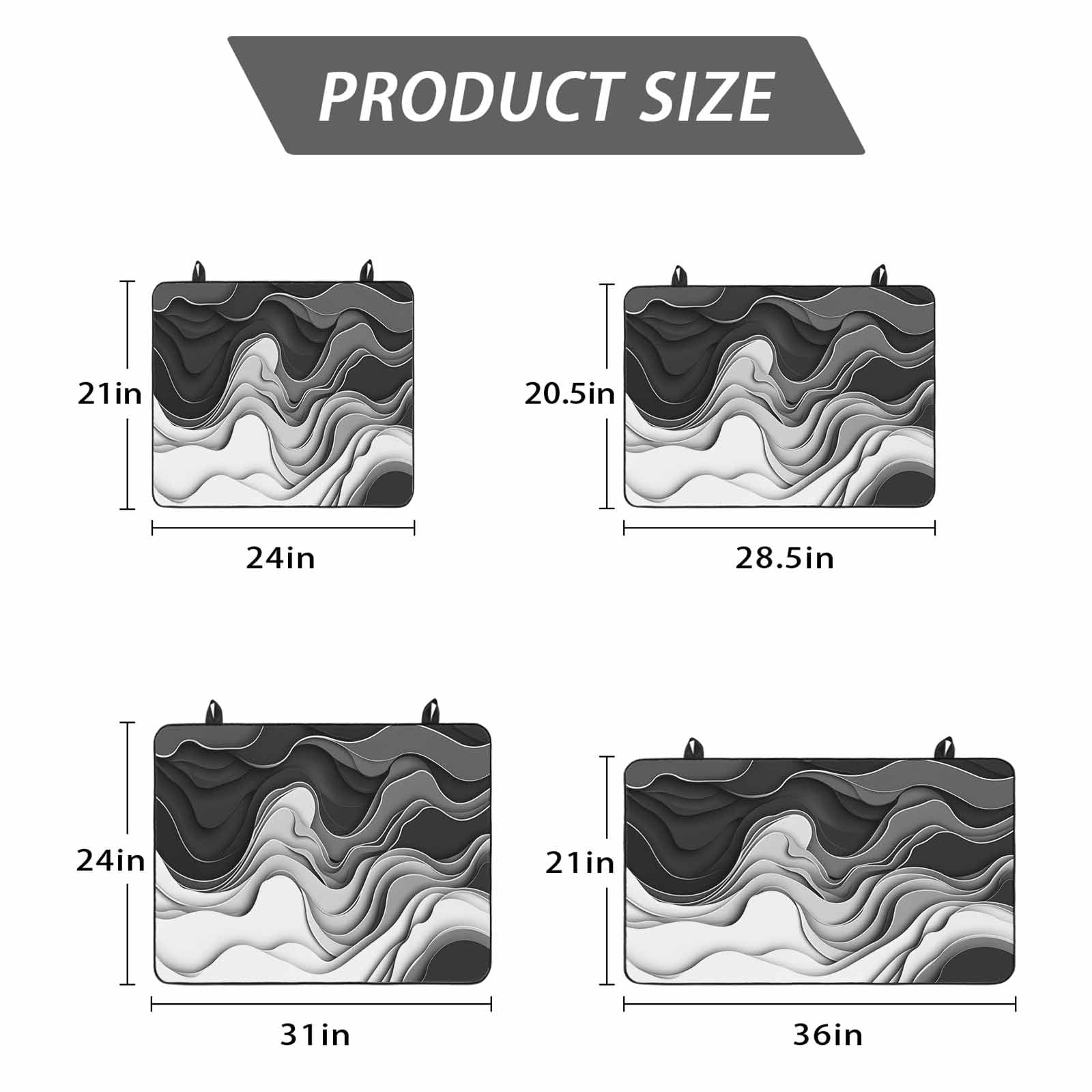 Black Grey Ombre Stove Top Cover for Electric Stove, Heat-proof & Non Slip Glass Top Stove Cover Protector, Abstract Modern Geometric Moire Art Kitchen Flat Cooktop Rubber Mat 31x24 Inches